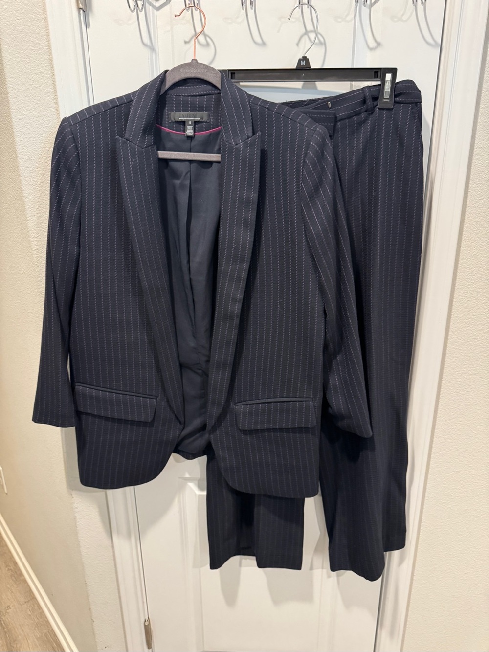 WHBM Women's Navy Pinstripe Suit Jacket & Pants
